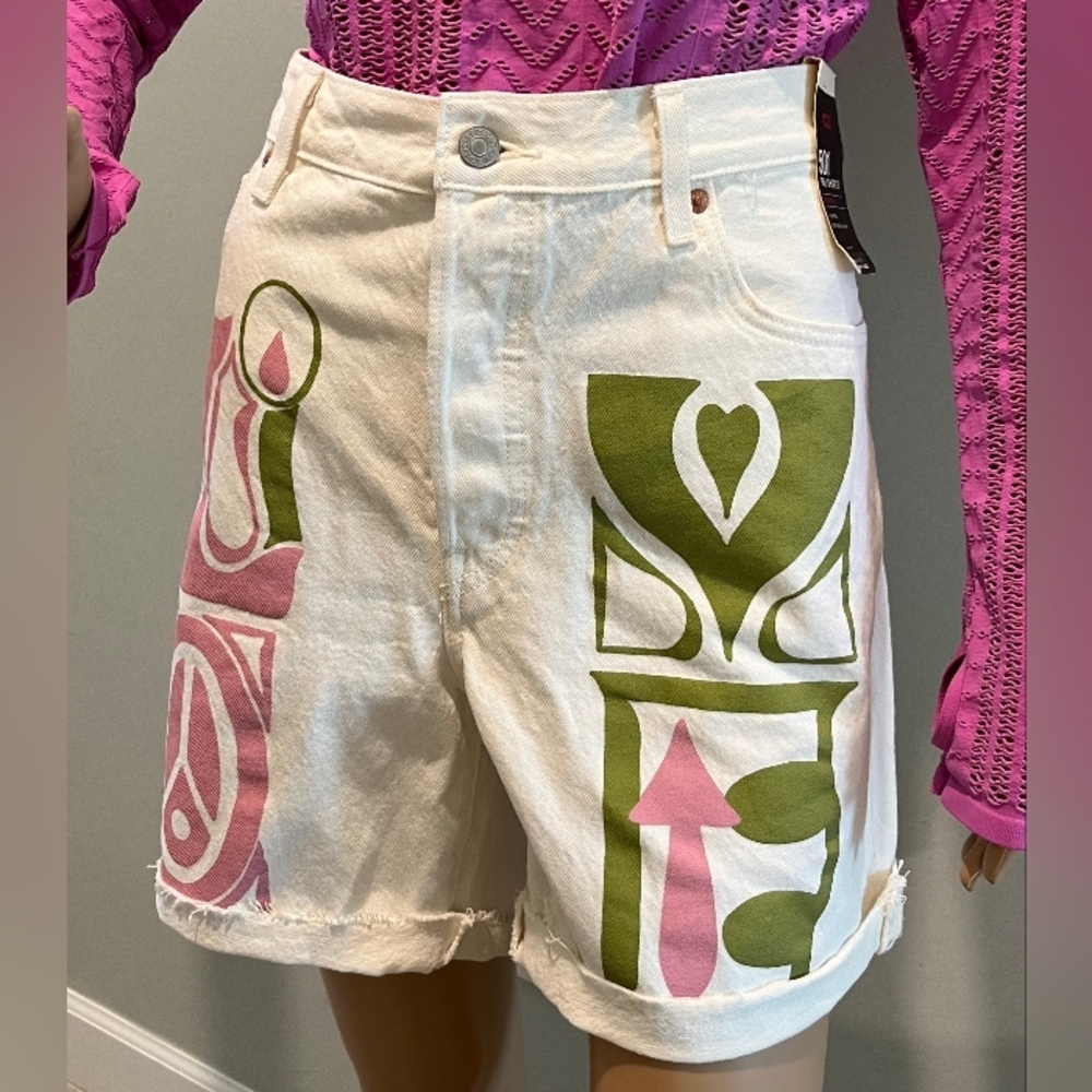 Levi's 501 "Love Trip‎ Crazy Legs" 90s Shorts   Size 32  NWT